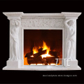Western Style Classic decoration white natural stone marble fireplace mantel
